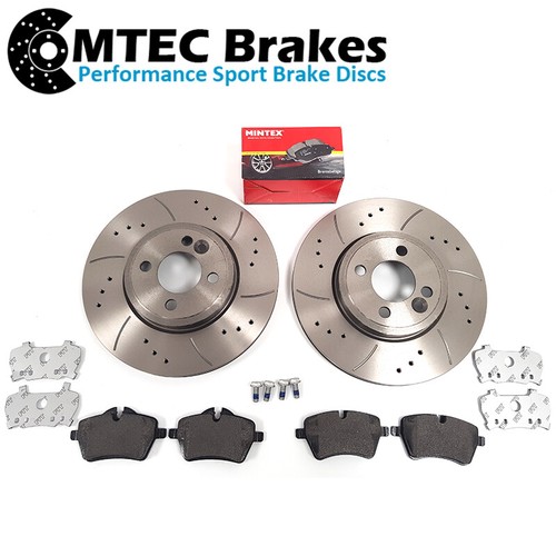 MINI R56 COOPER S 1.6 FRONT DRILLED GROOVED BRAKE DISCS & MINTEX PADS