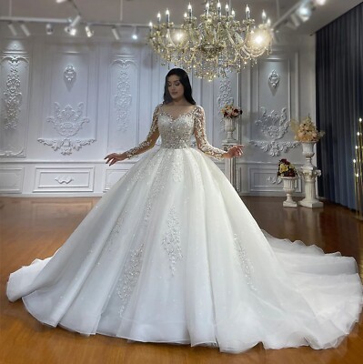 Glitter Crystal Lace Wedding Dress Ball Gown Custom made 2-28W Plus size  Corset | eBay