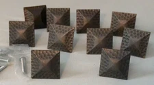LOT B - (10) 1-1/4" CRAFTSMAN SQUARE HAMMERED CABINET KNOBS OIL RUBBED RUSTIC
