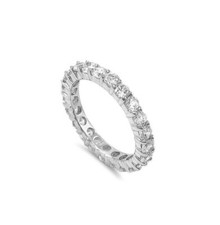 925 Sterling Silver CZ Eternity Band 3mm Round Cubic Zirconia Ring