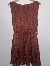 Alice + Olivia Dark Orange Silk Shift Dress Size M Knee Length Gift Idea New 