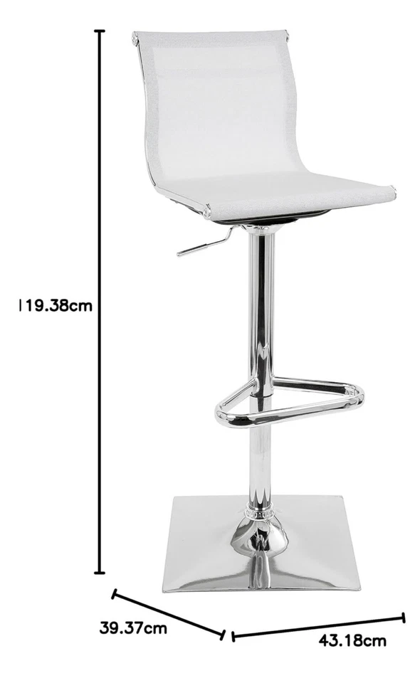 LumiSource BS-TW-Mirage W Mirage Height Adjustable Contemporary Barstool, White - Image 3 of 4