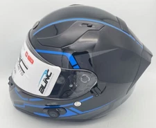 Torc T-15B Helmet Bluetooth Audio Gloss Black Rush Blue Medium Open Box 