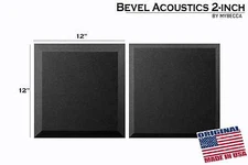 12 PACK Bevel Premium Acoustic Foam Panels Enhance Sound Quality  12"X12"X2 USA