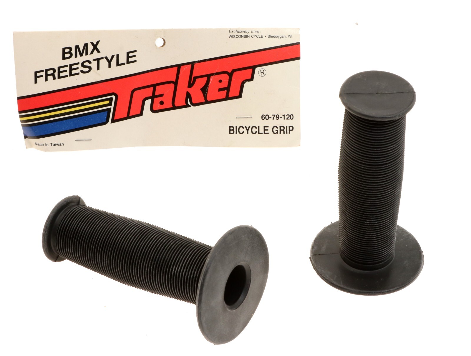 Пара ручек для фристайла Traker BMX, оригинальные черные ручки для средней школы 110 мм, НОВЫЕ НЕТ.