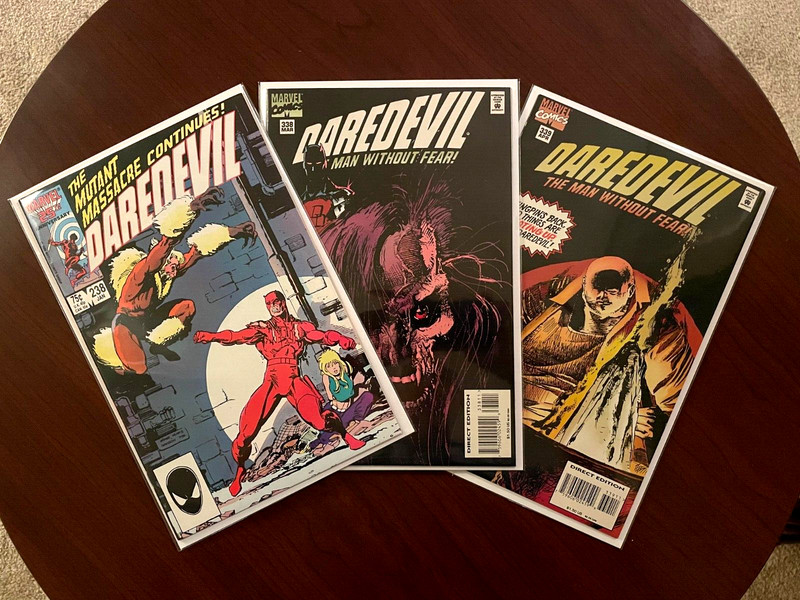 (Lot of 3 Comics) Daredevil #238 #338 #339 Sabretooth Kingpin Arthur Adams VF/NM