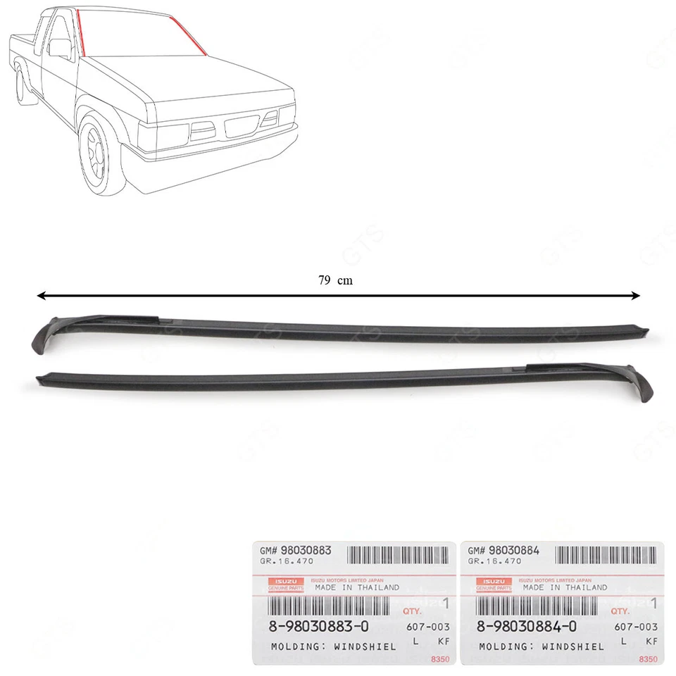 For Isuzu D-Max Hi-Lander 2003 '10 L+R Front Windshield Reveal Molding Seal - Image 2 of 4