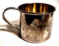VTG Silverplate Baby Drinking Cup Community Morning Rose Handle Infant Toddler