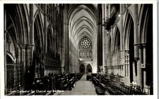 truro cathedral the chancel and nave Cornwall Vintage RPPC AU1