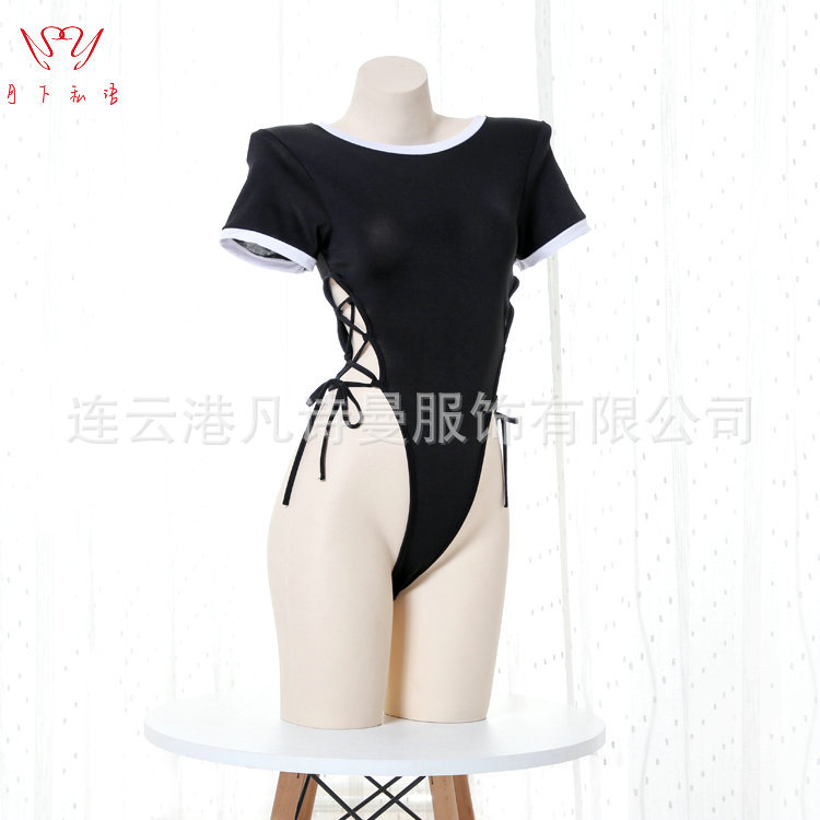 Swimsuit Underwear Women Bikini Set Japanese Lolita Girl Swimwear Black Bodysuit-image