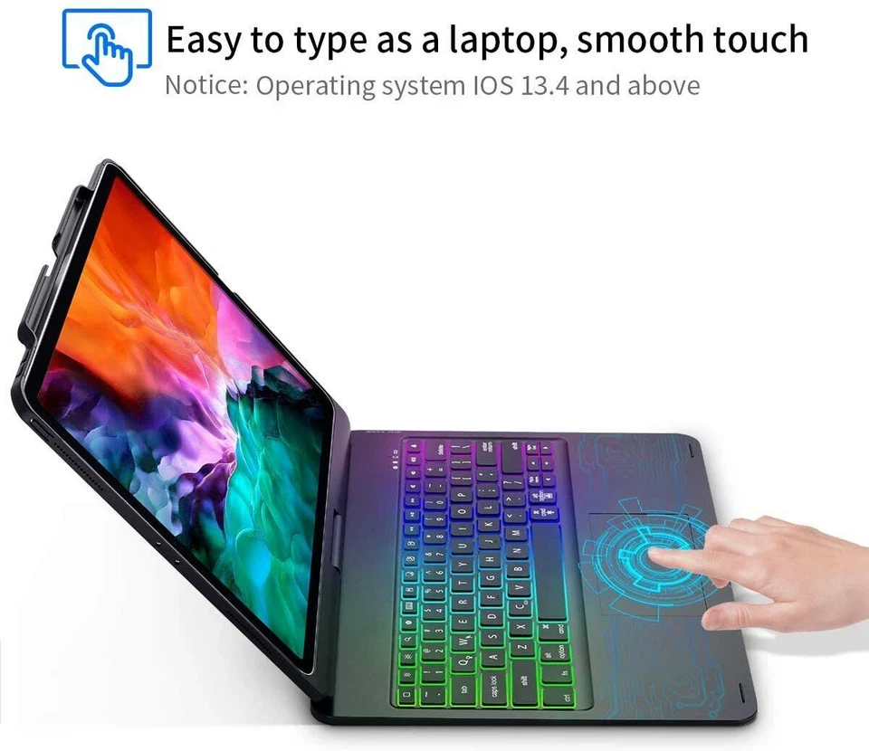 USA 360 Rotable Touchpad Backlit Keyboard Case For iPad Pro 12.9'' 3rd 4/5th Gen - Image 4 of 4