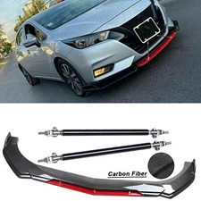 For Nissan Sentra  Front Bumper Lip Splitter Spoiler+Strut Rods Carbon Fiber