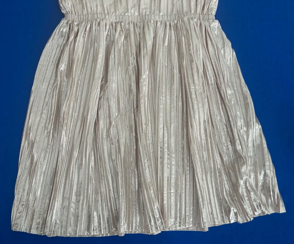 Crewcuts Girls 10 Gold Metallic Party Dress Shimmery Pleated Lame WORN ONCE - Image 4 of 4