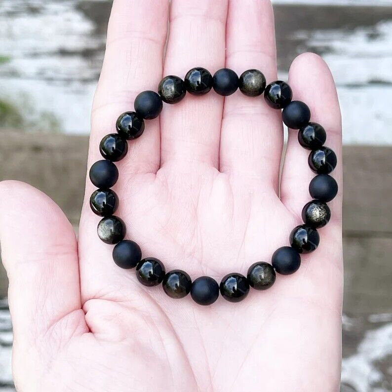 Triple Protection Black Onyx Tourmaline Gold Obsidian 6MM Triple Protection Black Onyx Tourmaline Gold Obsidian 6MM