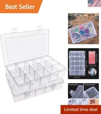 Water-Resistant Clear Organizer Box Set with 30 Adjustable Dividers - 2 Pack