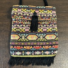 TAPESTRY SHOULDER BAG TASSEL FRINGE TRIM 9" by 8" VTG
