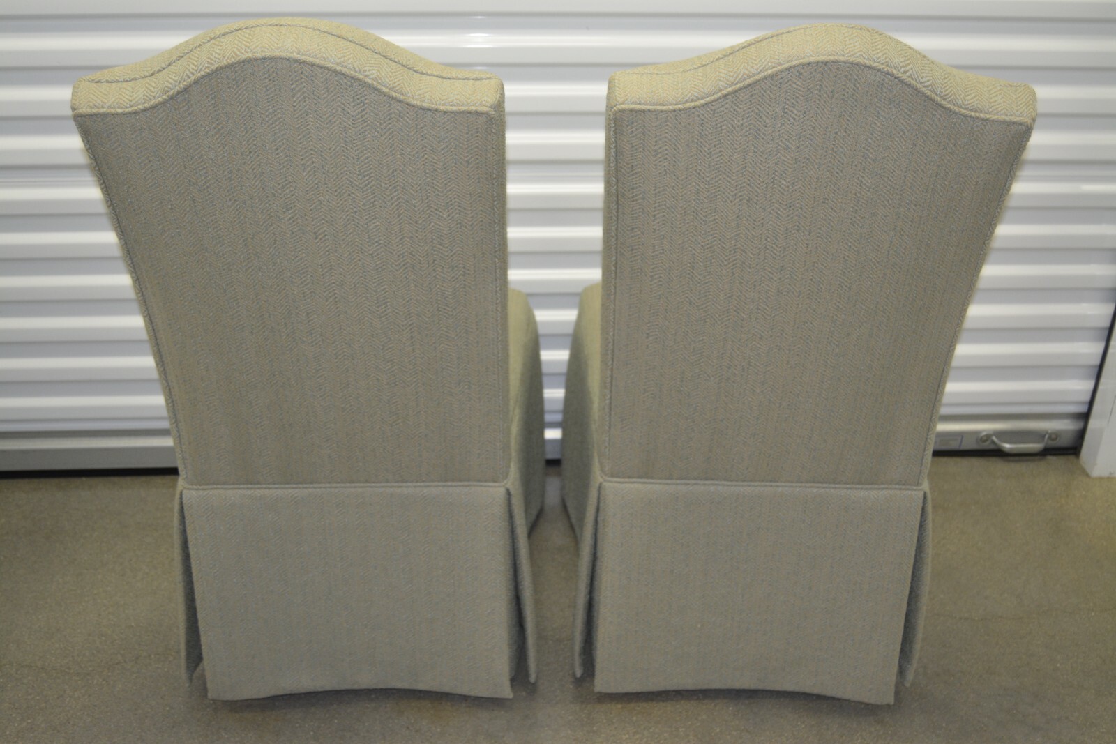 Ethan Allen Parsons Dining Chairs Upholstered Pair Green/Tan 207307