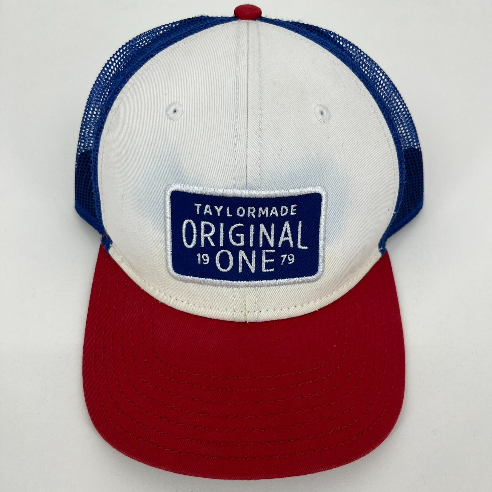 Men's One Size White Red Blue Trucker Patch Logo Golf