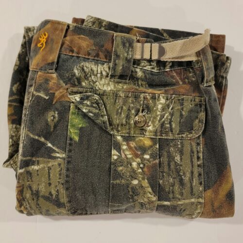 Browning Mossy Oak Camo Pants Belted Men's Size Medium Measures 36x31
