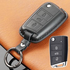 3Tasten Leder Gehäuse Schlüssel Für VW Golf 7 Polo Skoda Karoq Fabia Seat Ateca
