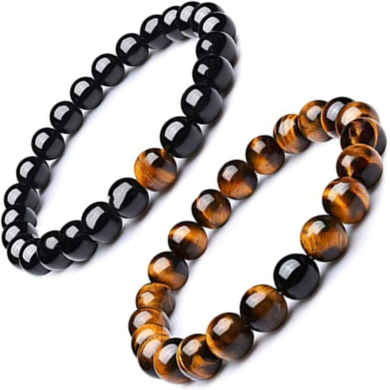 Tiger Eye Bracelet For Men Women Black Obsidian Bracelet Triple Protection Brace