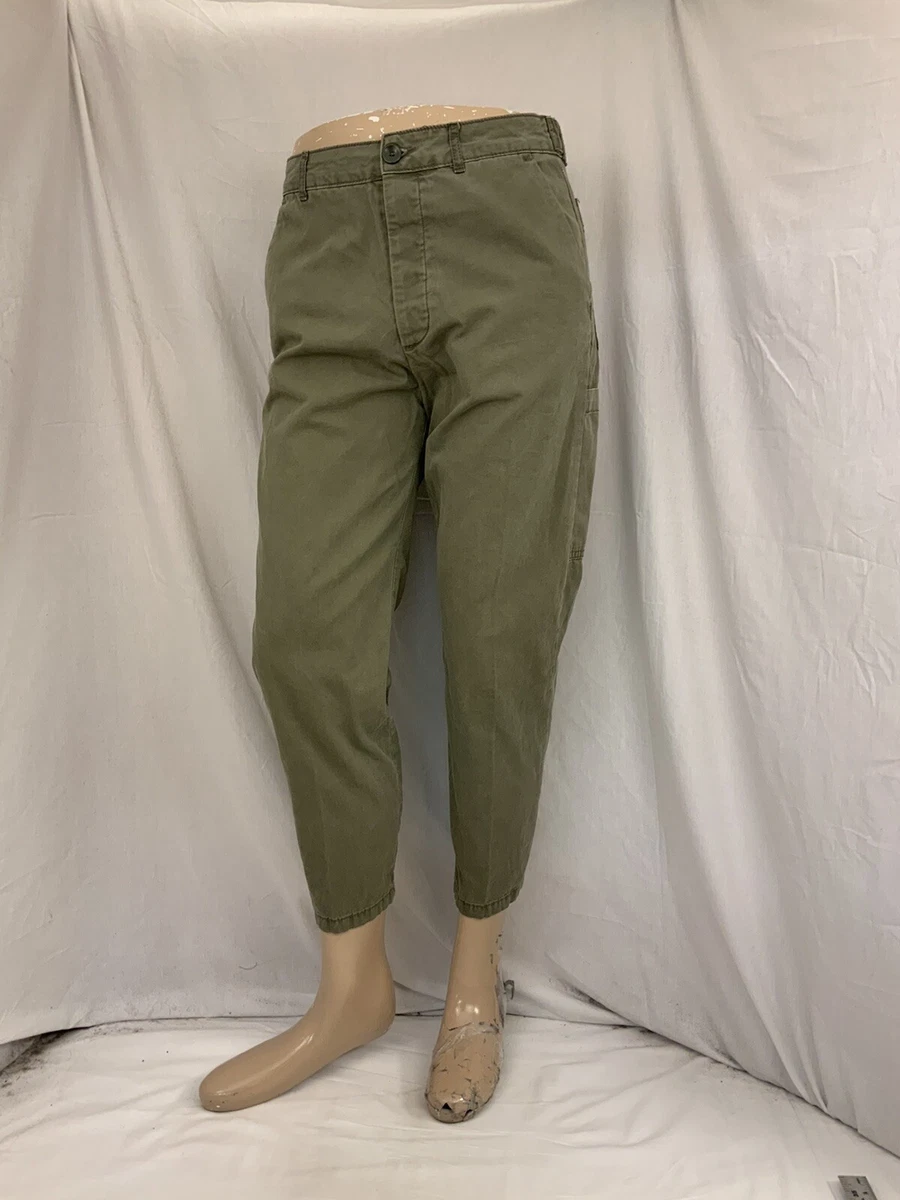 Zara Pants 31 Green Flat Front Capri Chino 100 Cotton Turkey YGI