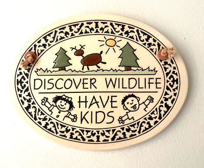 Discover Wildlife Have Kids Ceramic Wall Plaque  Trinity Pottery USA