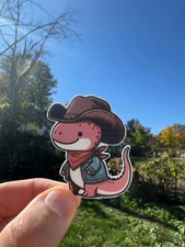 Cute Cowboy Dinosaur Sticker for Kids - Fun and Adorable Vinyl Decal