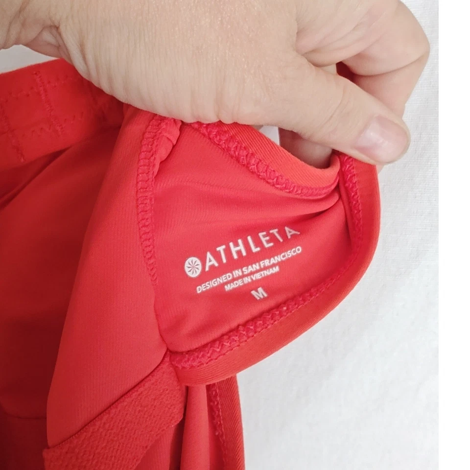 Traje De Baño Athleta Cuello Cuadrado Una Pieza Vermillion Rojo Naranja Mediano M Foto 3 de 4