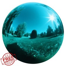 Mageeki 12" Stainless Steel Gazing Ball Mirror Sphere Light Blue