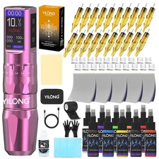 Wireless Tattoo Kit Rotary Pen Machine Adjustable Stroke Length with Ink Needle