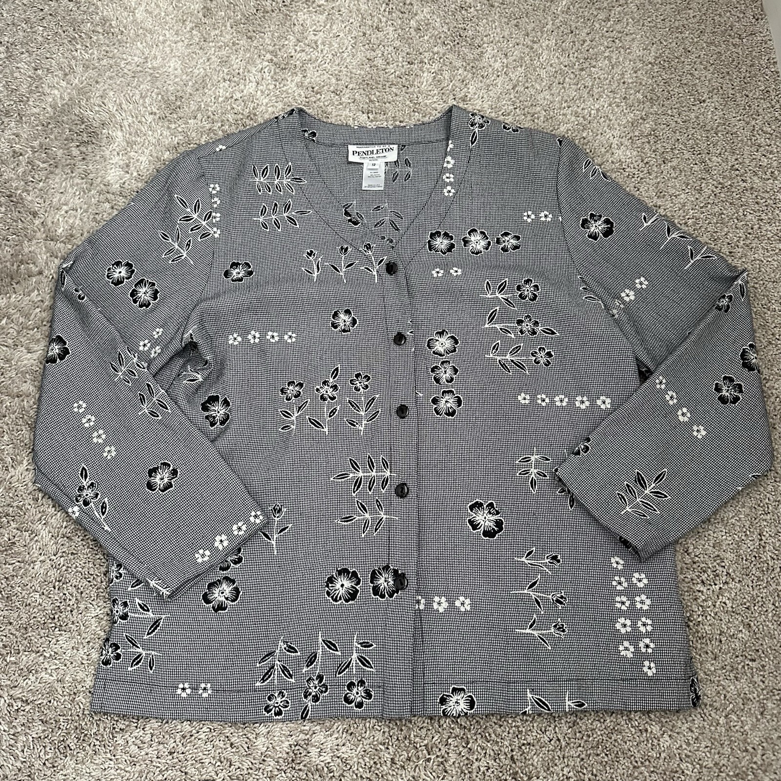 Pendleton Petite 12 Floral Button Front Blazer Ja… - image 1