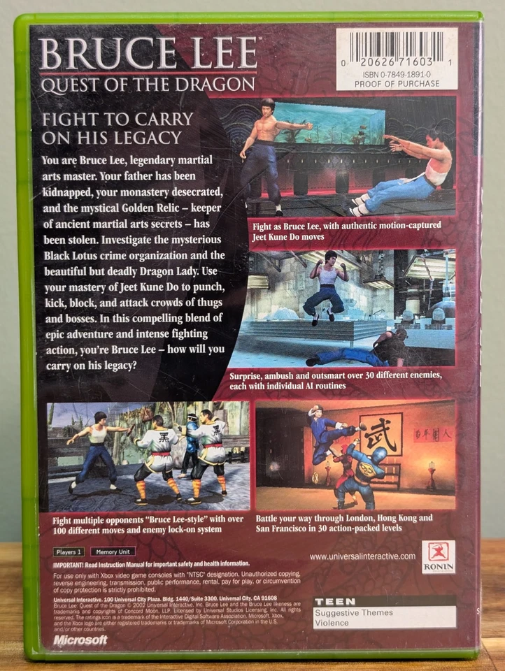 Bruce Lee: Quest of the Dragon (Microsoft Xbox)No Manual-Tested - Excellent Disc - Image 2 of 4