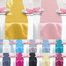 TtS 5 - 40 PCS 275 cm x 30 cm Satin Table Runner Chair Swags Wedding Christmas