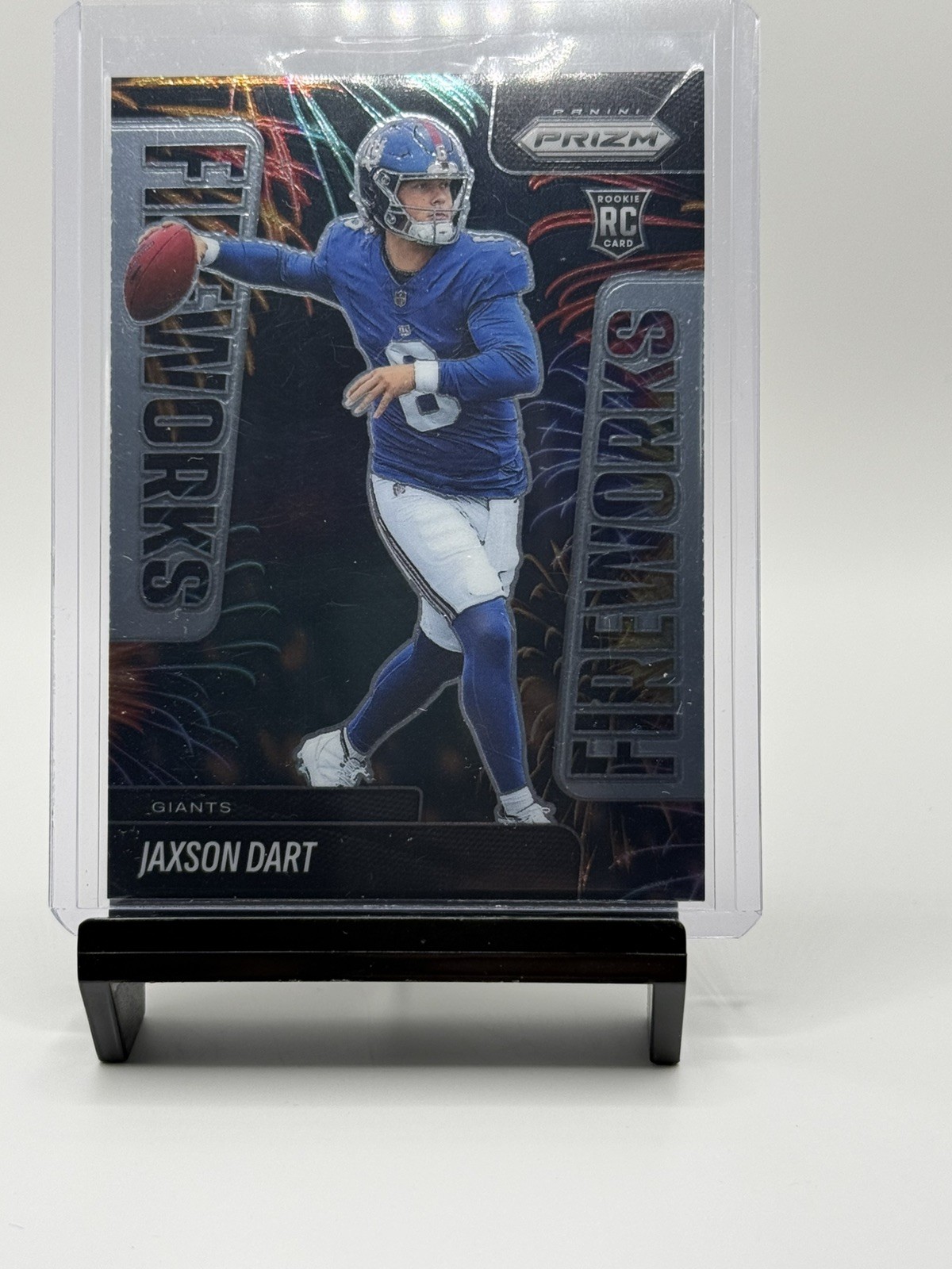 2025 Panini Prizm - Fireworks Jaxson Dart #6 Silver Prizm (RC) NY Giants