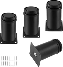 Set of 4 Stainless Steel Furniture Legs 3 Inch, Adjustable 3 inch, Black 