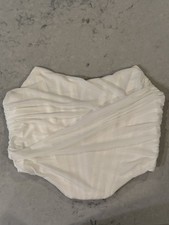 White Ruched Corset Mesh Bustier, Zipper, Size XL