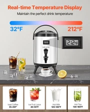 VEVOR Insulated Beverage Dispenser, 1.5 Gal/6L Stainless Steel Thermal Drink Ser