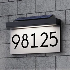 Address Plaque For Houses Solar Powered Adjustable Solar Panel 3 Lighting Colors