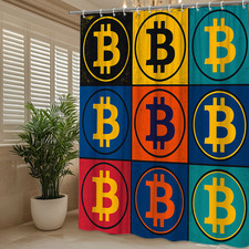 Colorful Bitcoin Shower Curtain for Modern Home Decor