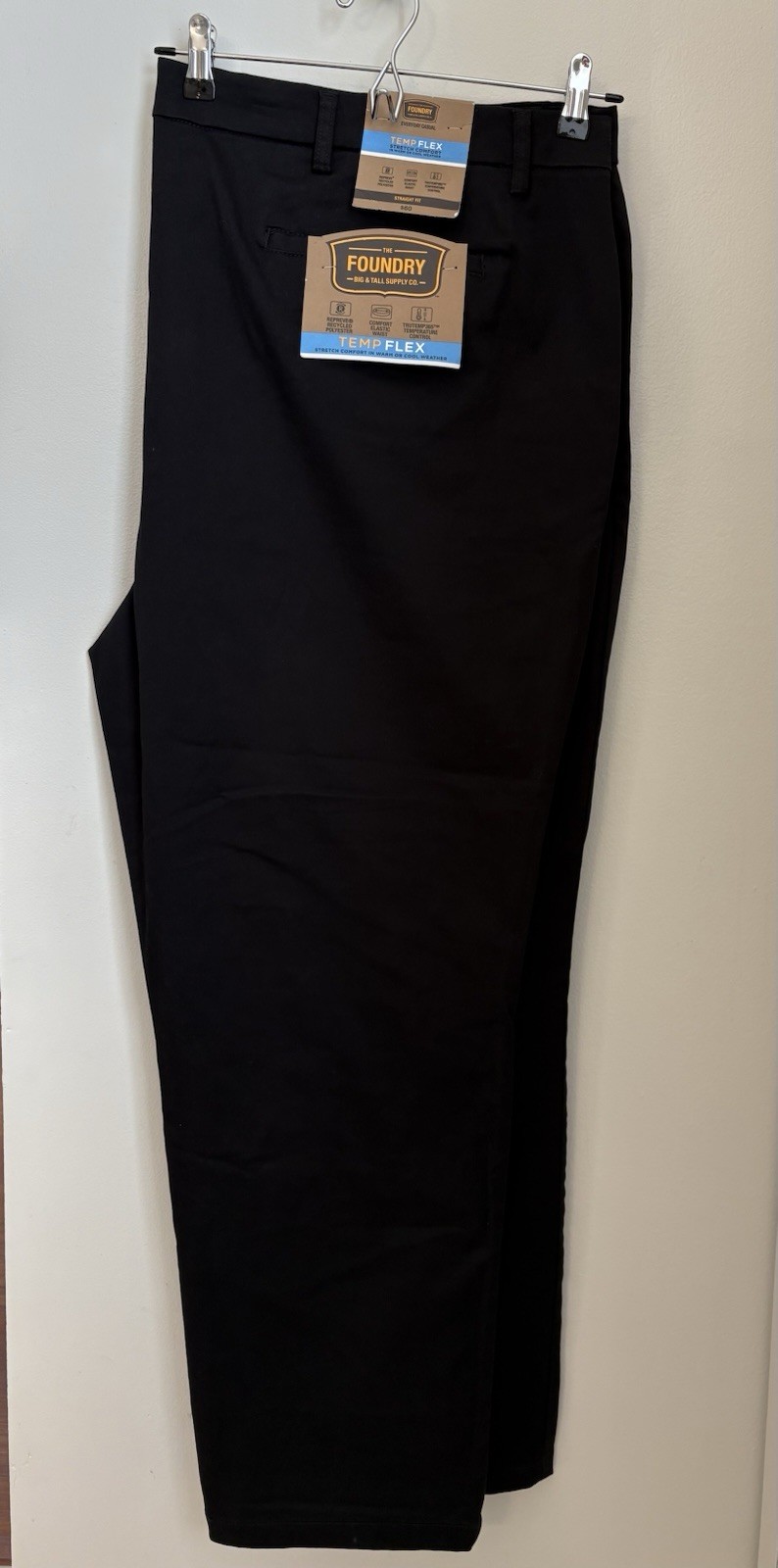 The Foundry Supply Co. Pants Men 54X30 Big Tall Black Temp Flex Straight Fit NEW