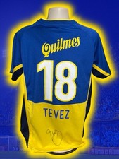 Hand Signed CARLOS TEVEZ Boca Jrs Retro Home Shirt Debut Very Rare - Proof
