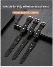 For Bvlgari DP42C14SVDGMTBVLGAR Rubber Silicone Watch Band Strap 8mm with Tools