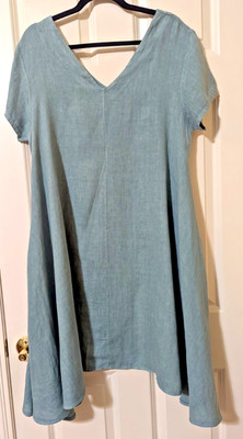 Puro Lino Dress |Size Large | 100% Linen |Asymmetric Made In Italy| High Low Hem