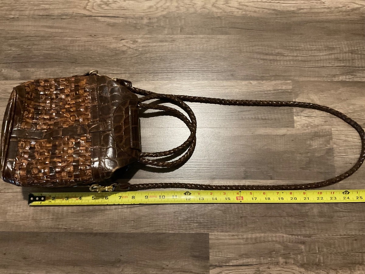 VINTAGE WARREN REED LEATHER BASKET WEAVE PURSE SHOULDER CROSSBODY BAG PREOWNED View 4