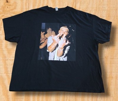RARE! EMINEM SLIM SHADY MENS 3XL MIDDLE FINGER HIP HOP RAP BLACK  TEE T-SHIRT