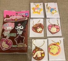 Sanrio 6Pc Rubber Star Choco Crunch Set Kiki Lala, Tuxedo Sam, Kuromi &