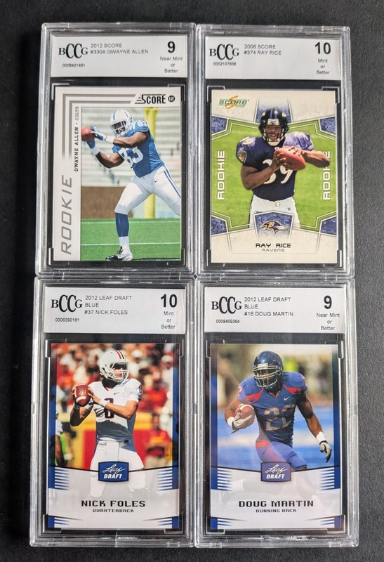 Lot Of 4 Football Cards Graded  Bccg 10 Foles,  Martin,  Rice ALL ROOKIES. 08-12