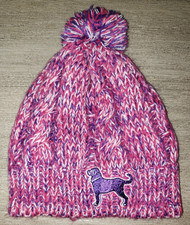 girls BEANIE STYLE WINTER HAT pink PURPLE DOG POMPOM one size '47 CUTE 