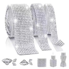 Rhinestone Ribbon Self Adhesive, 3-Yard Bedazzling Strips, 3-Rolls Rhinestone...